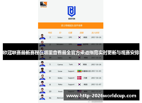 欧冠联赛最新赛程在哪里查看最全官方渠道指南实时更新与观赛安排